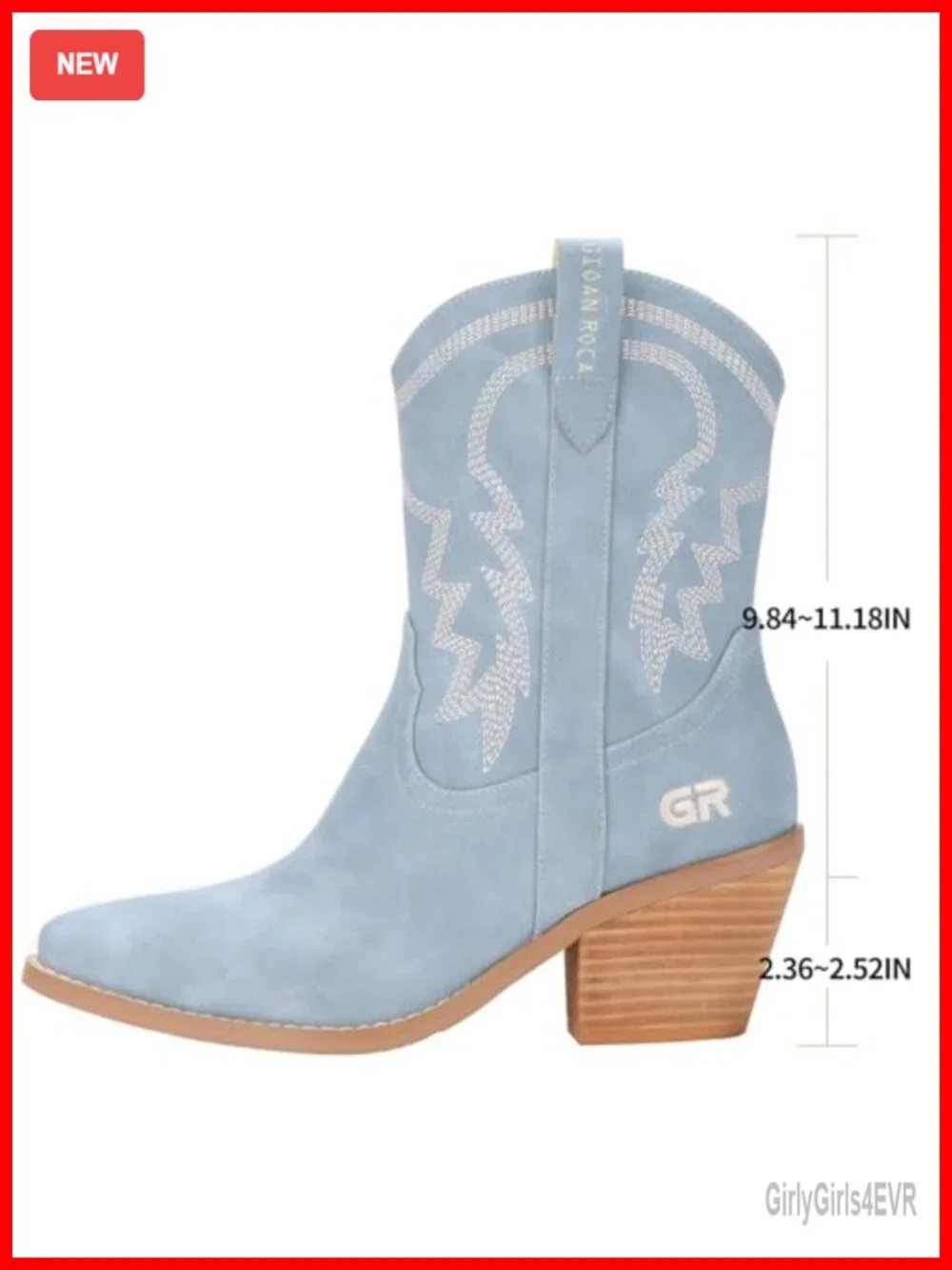Embroidered Cowgirl Ankle Boots Women Pointed Toe Wide Calf Slip On Western